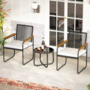 3 Pieces Patio Furniture Set PE Rattan Porch Chairs with Round Tempered Glass Top Table-White by LJGDeals