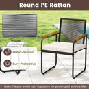 3 Pieces Patio Furniture Set PE Rattan Porch Chairs with Round Tempered Glass Top Table-White by LJGDeals