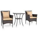 3 Pieces Patio Furniture Set with Cushioned Patio Chairs and Tempered Glass Coffee Table-Brown by LJGDeals
