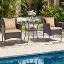 3 Pieces Patio Furniture Set with Cushioned Patio Chairs and Tempered Glass Coffee Table-Brown by LJGDeals