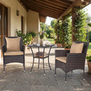 3 Pieces Patio Furniture Set with Cushioned Patio Chairs and Tempered Glass Coffee Table-Brown by LJGDeals
