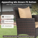 3 Pieces Patio Furniture Set with Cushioned Patio Chairs and Tempered Glass Coffee Table-Brown by LJGDeals