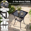 3 Pieces Patio Furniture Set with Cushioned Patio Chairs and Tempered Glass Coffee Table-Brown by DirectDeals