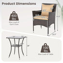 3 Pieces Patio Furniture Set with Cushioned Patio Chairs and Tempered Glass Coffee Table-Brown by LJGDeals