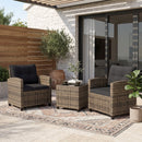 3-Piece Patio Conversation Set with Tempered Glass Table