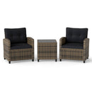 3-Piece Patio Conversation Set with Tempered Glass Table