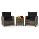3-Piece Patio Conversation Set with Tempered Glass Table