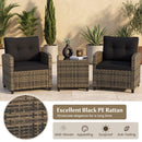 3-Piece Patio Conversation Set with Tempered Glass Table