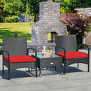 3 Pieces Patio Wicker Rattan Furniture Set with Cushion for Lawn Backyard by LJGDeals