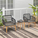 3 Pieces Patio Furniture Set with Cushioned Chairs and Tempered Glass Side Table by LJGDeals