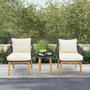 3 Pieces Patio Furniture Set with Cushioned Chairs and Tempered Glass Side Table by LJGDeals