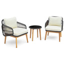 3 Pieces Patio Furniture Set with Cushioned Chairs and Tempered Glass Side Table by LJGDeals