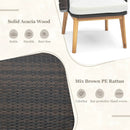 3 Pieces Patio Furniture Set with Cushioned Chairs and Tempered Glass Side Table by LJGDeals