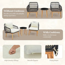 3 Pieces Patio Furniture Set with Cushioned Chairs and Tempered Glass Side Table by LJGDeals
