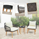 3 Pieces Patio Furniture Set with Cushioned Chairs and Tempered Glass Side Table by LJGDeals