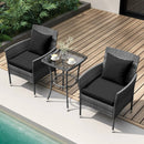 3 Pieces Patio Furniture Set with Cushioned Patio Chairs and Tempered Glass Coffee Table by LJGDeals