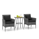 3 Pieces Patio Furniture Set with Cushioned Patio Chairs and Tempered Glass Coffee Table by LJGDeals