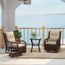 3 Pieces Patio Furniture Set PE Wicker Swivel Glider Chairs with 2-Tier Side Table and Cushions by LJGDeals