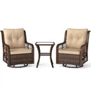 3 Pieces Patio Furniture Set PE Wicker Swivel Glider Chairs with 2-Tier Side Table and Cushions by LJGDeals