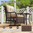 3 Pieces Patio Furniture Set PE Wicker Swivel Glider Chairs with 2-Tier Side Table and Cushions by LJGDeals