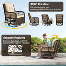 3 Pieces Patio Furniture Set PE Wicker Swivel Glider Chairs with 2-Tier Side Table and Cushions by LJGDeals