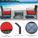 3 Pieces Patio Wicker Rattan Furniture Set with Cushion for Lawn Backyard by LJGDeals