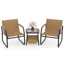 3 Pieces Patio Furniture Set Outdoor Bistro Conversation Set-Brown by LJGDeals