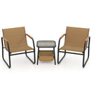 3 Pieces Patio Furniture Set Outdoor Bistro Conversation Set-Brown