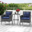 3 Pieces Patio Furniture Set with Cushioned Patio Chairs and Tempered Glass Coffee Table by LJGDeals