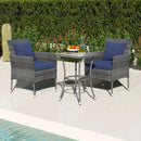3 Pieces Patio Furniture Set with Cushioned Patio Chairs and Tempered Glass Coffee Table by LJGDeals