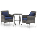 3 Pieces Patio Furniture Set with Cushioned Patio Chairs and Tempered Glass Coffee Table by LJGDeals