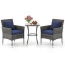3 Pieces Patio Furniture Set with Cushioned Patio Chairs and Tempered Glass Coffee Table by LJGDeals