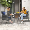 3 Pieces Patio Furniture Set with Cushioned Patio Chairs and Tempered Glass Coffee Table by LJGDeals