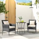 3 Pieces Patio Furniture Set with Cushioned Patio Chairs and Tempered Glass Coffee Table by LJGDeals