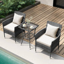 3 Pieces Patio Furniture Set with Cushioned Patio Chairs and Tempered Glass Coffee Table by LJGDeals