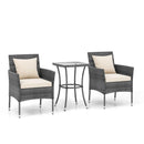 3 Pieces Patio Furniture Set with Cushioned Patio Chairs and Tempered Glass Coffee Table by LJGDeals