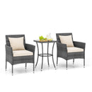 3 Pieces Patio Furniture Set with Cushioned Patio Chairs and Tempered Glass Coffee Table by LJGDeals