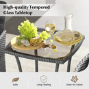 3 Pieces Patio Furniture Set with Cushioned Patio Chairs and Tempered Glass Coffee Table by LJGDeals