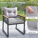 3 Pieces Patio Furniture Set with 2 Tier Coffee Table and Soft Seat Cushions-Gray by LJGDeals