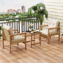 3 Pieces Patio Furniture Set with Acacia Wood Frame Cushions-Brown by LJGDeals