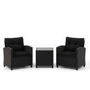 3 Pieces Patio Furniture Set with Tempered Glass Coffee Table-Off White by DirectDeals