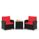 3 Pieces Patio Furniture Set with Tempered Glass Coffee Table-Off White by DirectDeals