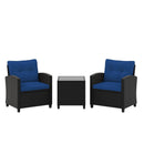 3 Pieces Patio Furniture Set with Tempered Glass Coffee Table by LJGDeals