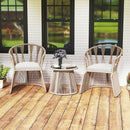 3 Pieces Patio Leisure Chair Set with Rope-Woven Armchairs and Seat Cushions-Off White by LJGDeals
