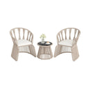 3 Pieces Patio Leisure Chair Set with Rope-Woven Armchairs and Seat Cushions-Off White by LJGDeals
