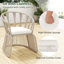 3 Pieces Patio Leisure Chair Set with Rope-Woven Armchairs and Seat Cushions-Off White by LJGDeals