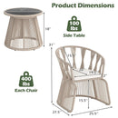 3 Pieces Patio Leisure Chair Set with Rope-Woven Armchairs and Seat Cushions-Off White by LJGDeals