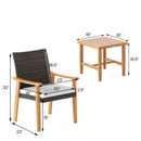 3 Pieces Patio PE Wicker Furniture Set Acacia Wood Outdoor Conversation Bistro Set-White by LJGDeals