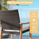 3 Pieces Patio PE Wicker Furniture Set Acacia Wood Outdoor Conversation Bistro Set-White by LJGDeals