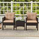 3 Pieces Patio PE Wicker Furniture Set with Cushions for Porch and Balcony by LJGDeals